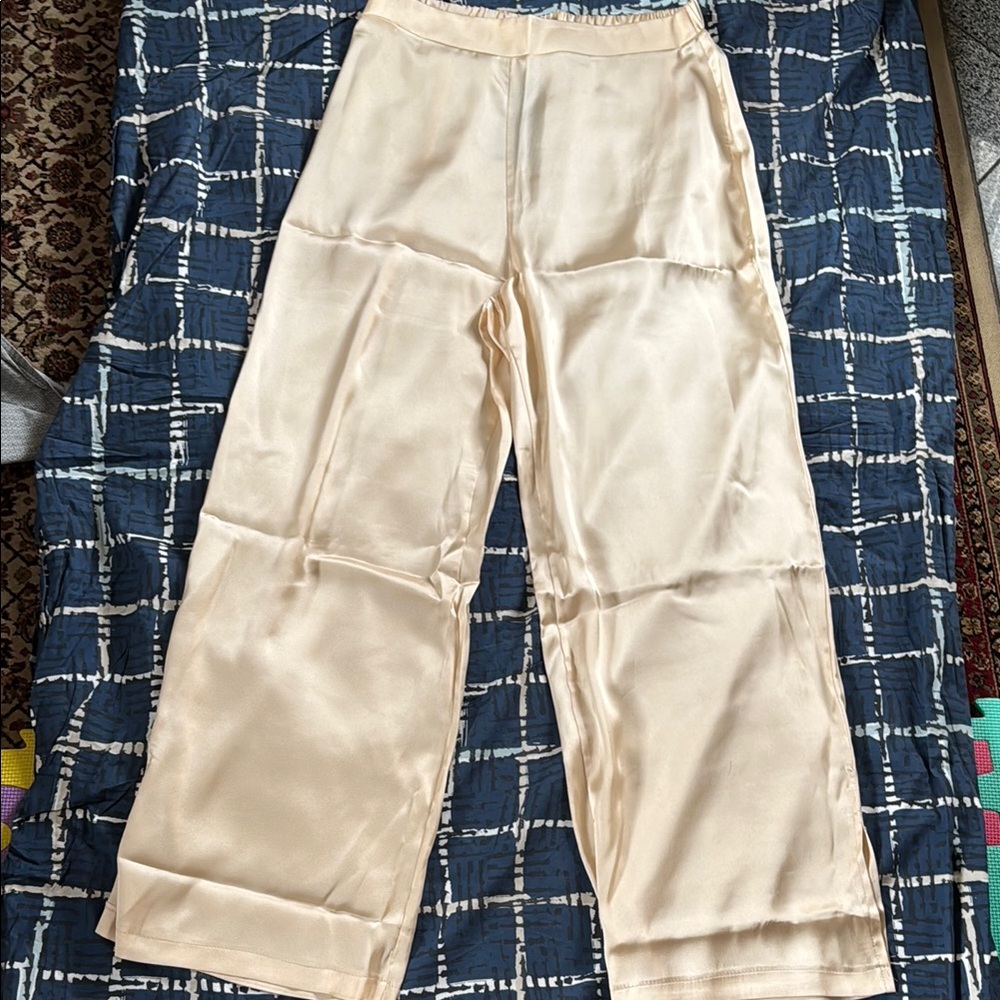 Elegant Cream Satin Pants